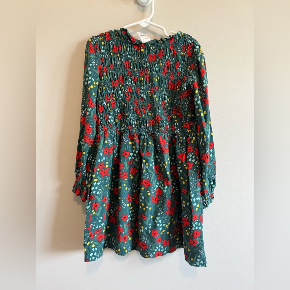 Hanna Andersson Girls Floral Smocked Long Sleeve Dress 120 6-7 — image 8 of 8